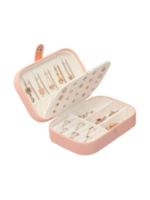 Petite boîte à bijoux de voyage pour bagues, boucles d'oreilles, colliers, bracelets en cuir synthétique de qualité supérieure, double couche, pour filles et femmes