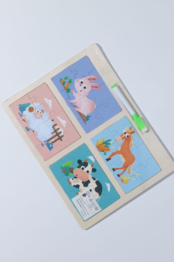 🧩 Tableau puzzle éducatif en bois – Animaux de la ferme